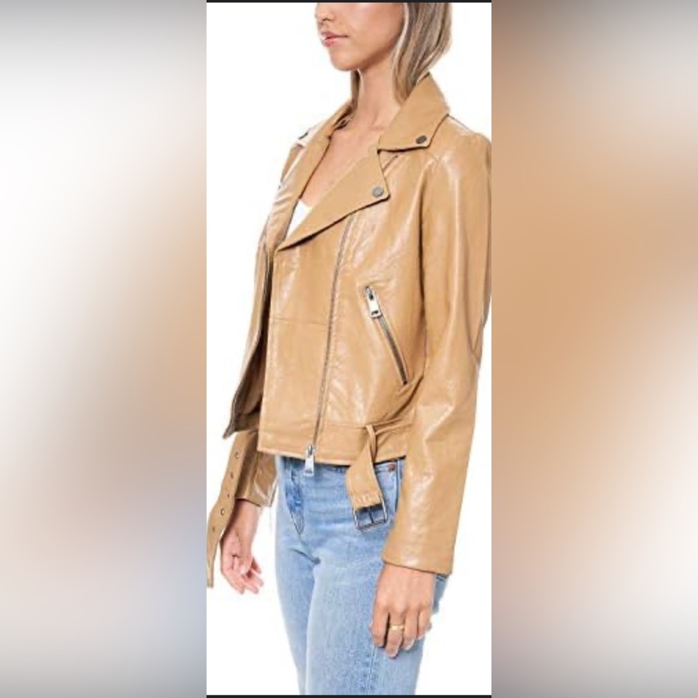 NWT Tan Women's Leather Jacket
